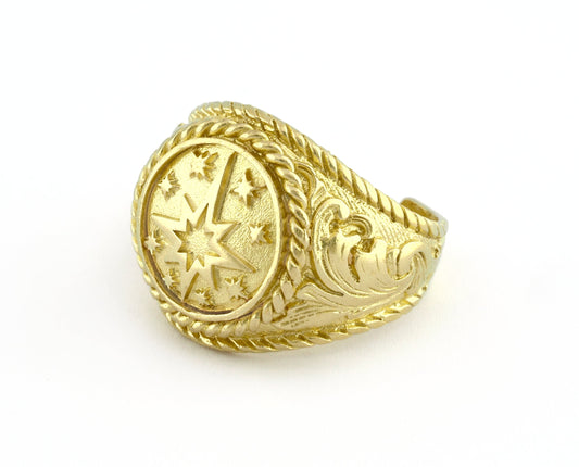 North Star Ring Raw Brass (9US - 12US inner size Adjustable ) 3204