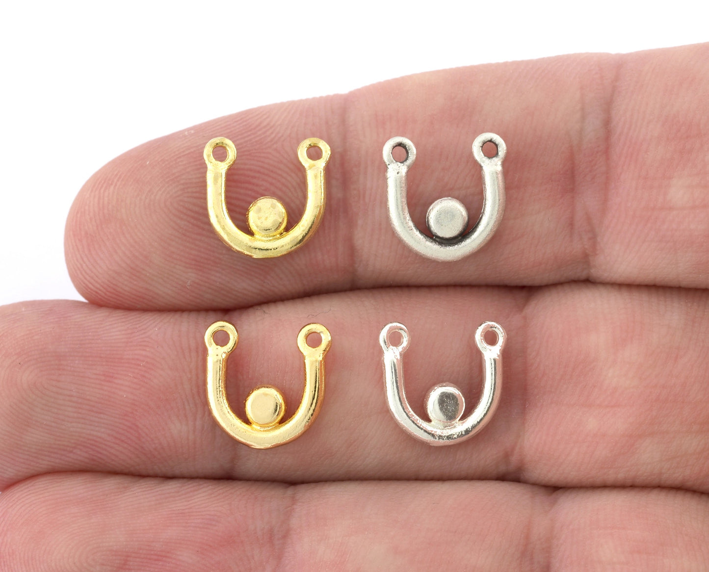 Boobs Connector Charms, Pendant Raw Brass - Antique Silver, Shiny silver, Shiny gold 12x11mm Charms 5226