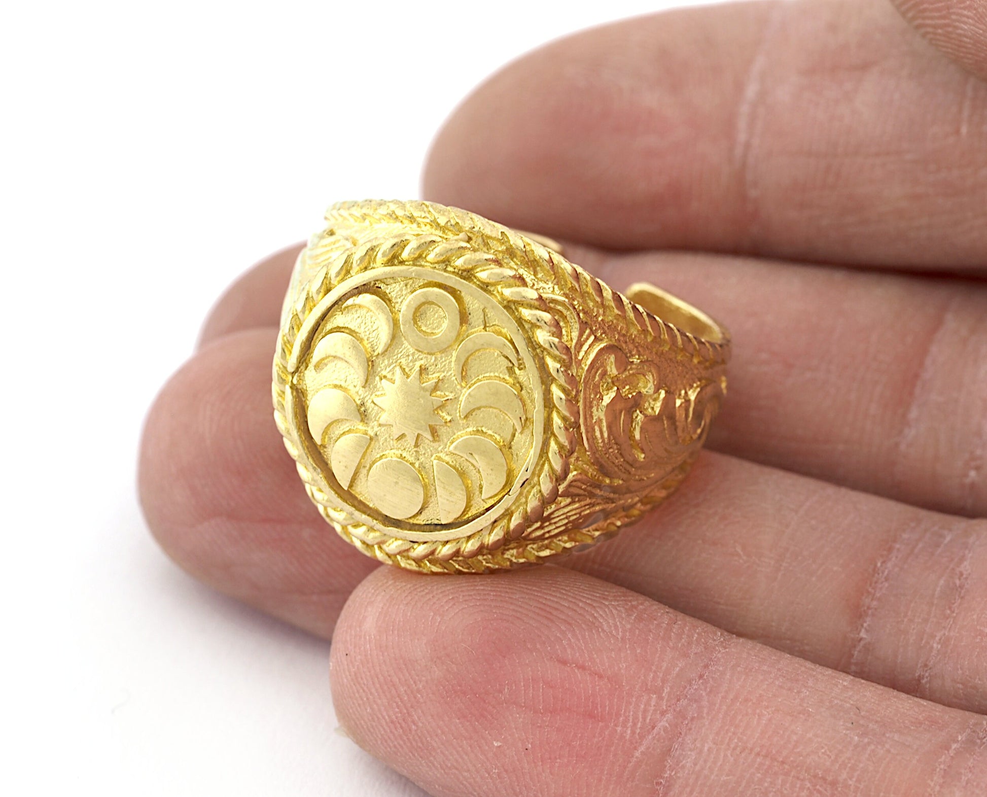 Sun The phases of the moon Ring Raw Brass (9US - 12US inner size Adjustable ) 3040