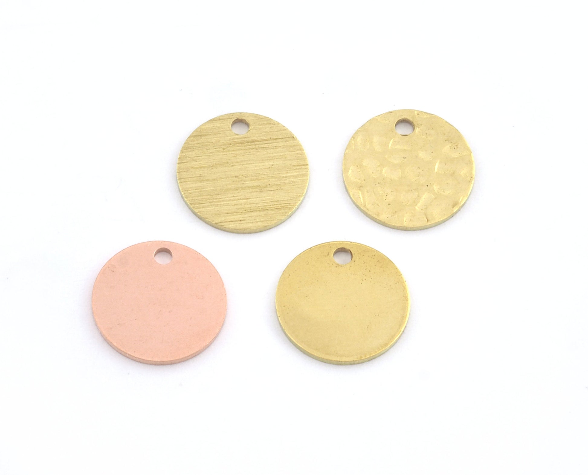Coin Round Disc 12mm Stamping blank tag shape Raw Brass - Brushed - Hammered - Copper Antique silver, Antique silver hammered OZ3037-75