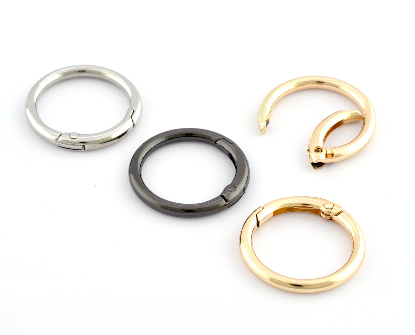 Round O Spring Ring Connector Findings, clasp 1 Silver , 2 Gunmetal, 3 Goldtone, 4 Silver Small 5 Gunmetal Small, 6 Goldtone Small 3126