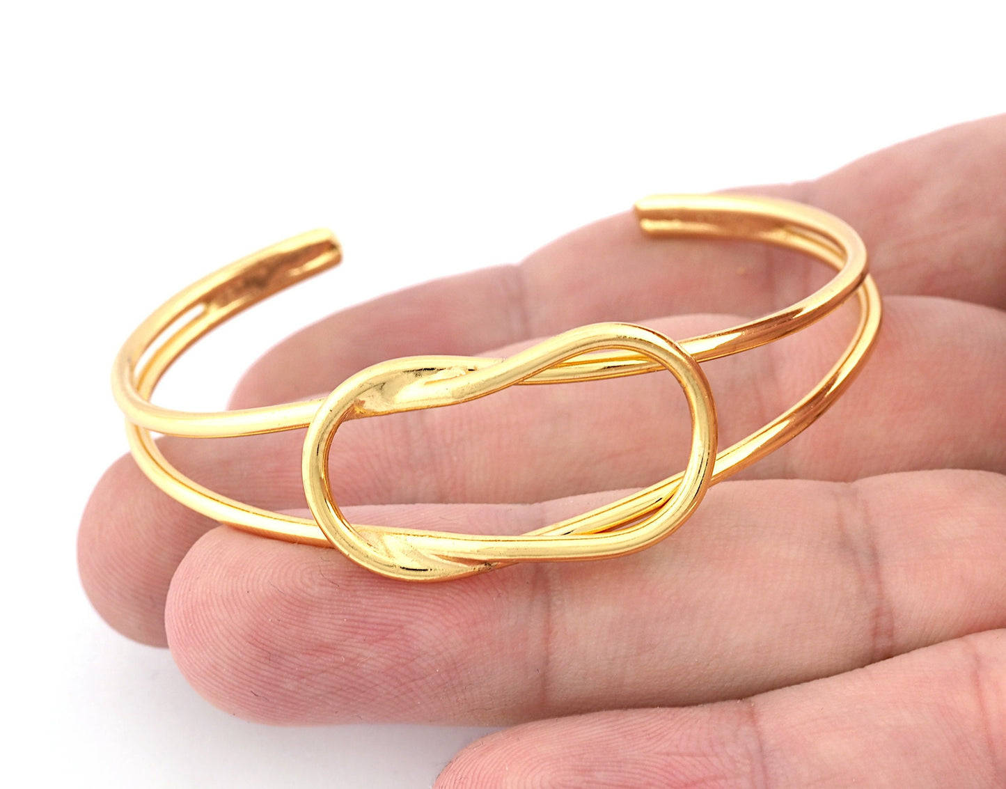 Knot Bracelet Base, Shiny gold plated copper 3826