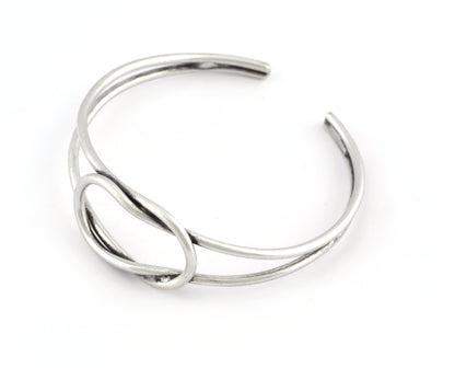 Knot Bracelet Base, Antique silver plated copper 3826