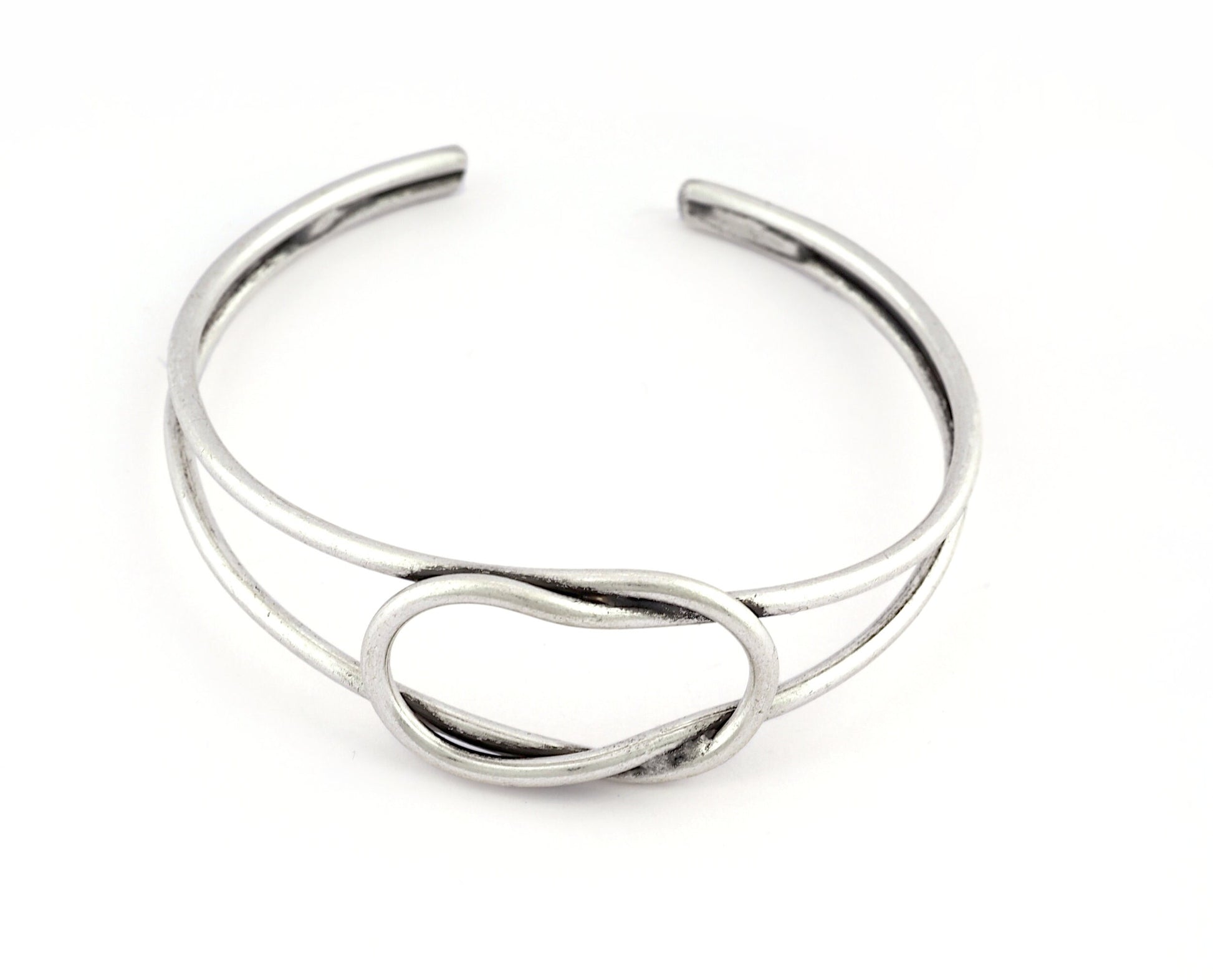 Knot Bracelet Base, Antique silver plated copper 3826