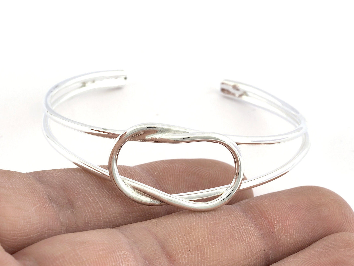Knot Bracelet Base, Shiny silver plated copper 3826