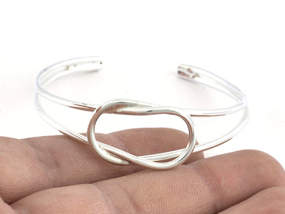 Knot Bracelet Base, Shiny silver plated copper 3826