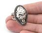 Gorilla Ring Adjustable Raw brass, Shiny Silver, Antique silver, Shiny gold (18mm 8US inner size) 3507