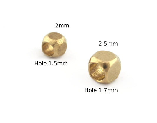 Square Cube Brass Bead Findings 2 mm or 2,5mm bab1 bab2 1896 - 1307