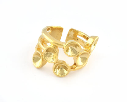 Blanks Ring Adjustable Setting - Shiny Gold Plated Brass (18.5mm 8.5US inner size - Adjustable ) OZ3361 ring22