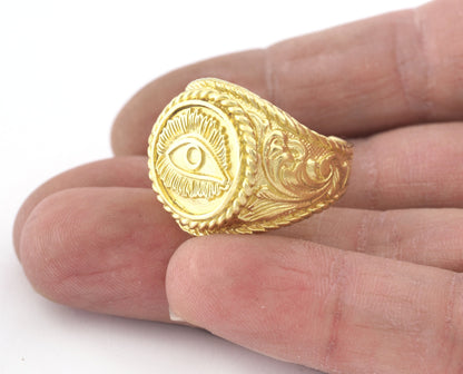 Eye Ring Raw Brass (9US - 12US inner size Adjustable ) 2272