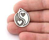 Hearts Charms Pendant Raw Brass - Antique Silver - Shiny silver - Shiny gold 26x21mm 3128