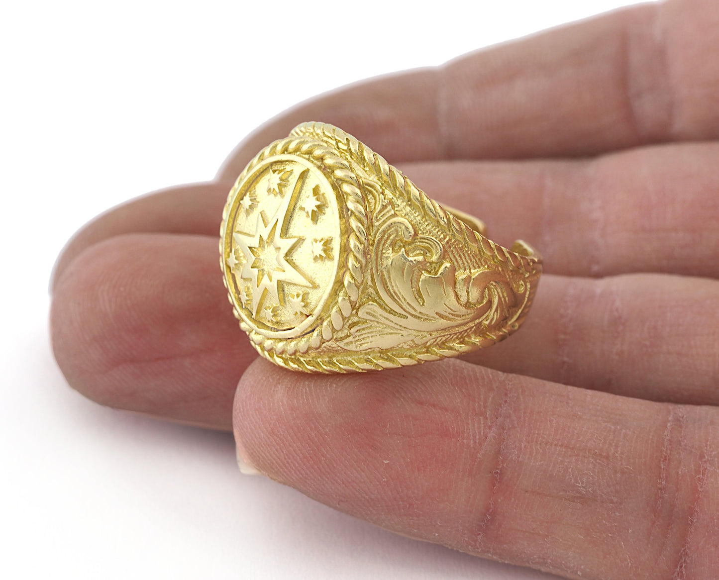 North Star Ring Raw Brass (9US - 12US inner size Adjustable ) 3204