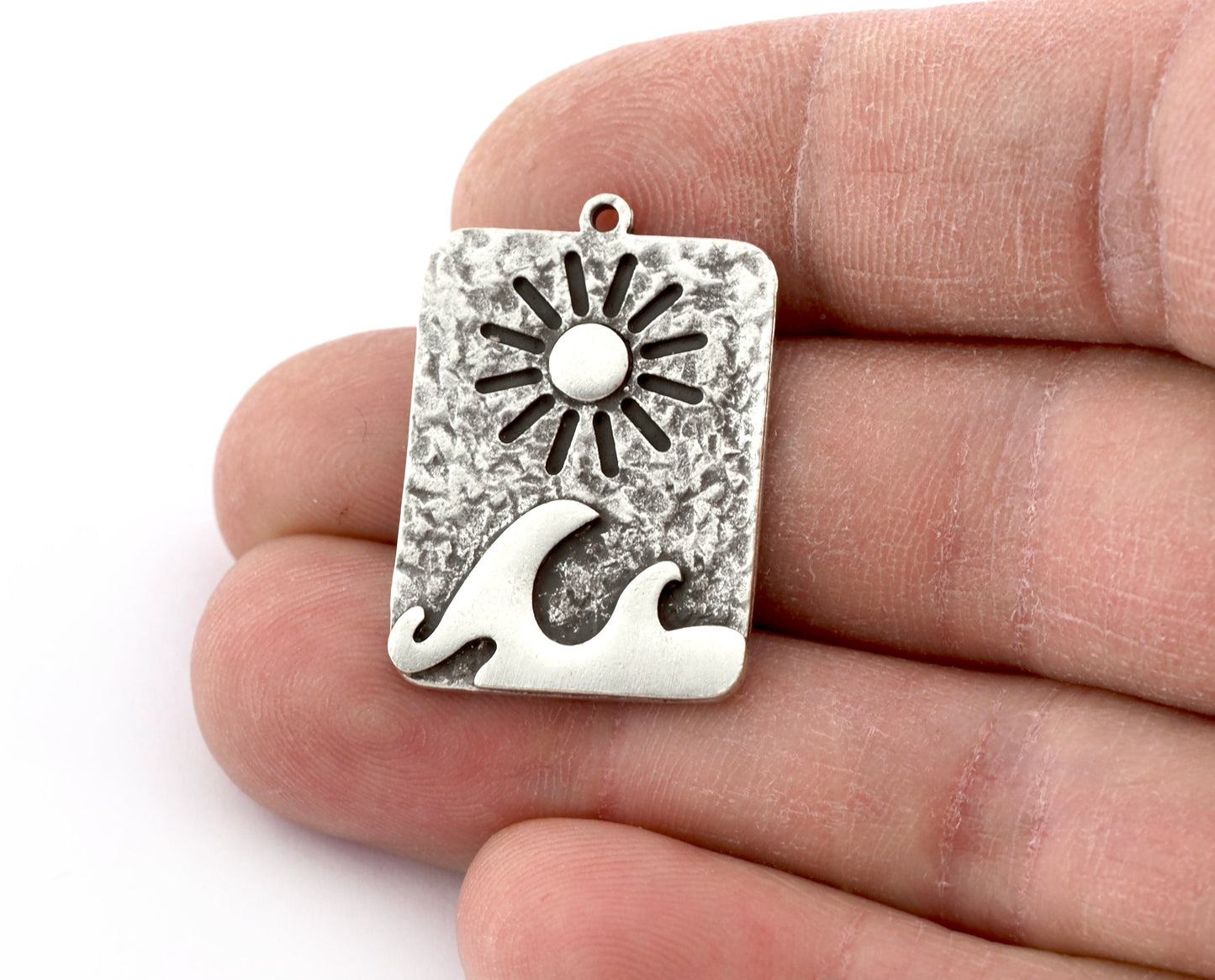 Sun, Wave Summer Charms Pendant Raw Brass - Antique Silver - Shiny silver - Shiny gold 28x20mm 2919