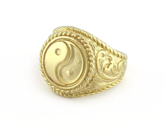 Yin Yang Ring Raw Brass (9US - 12US inner size Adjustable ) 3045