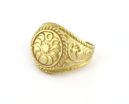 Sun The phases of the moon Ring Raw Brass (9US - 12US inner size Adjustable ) 3040