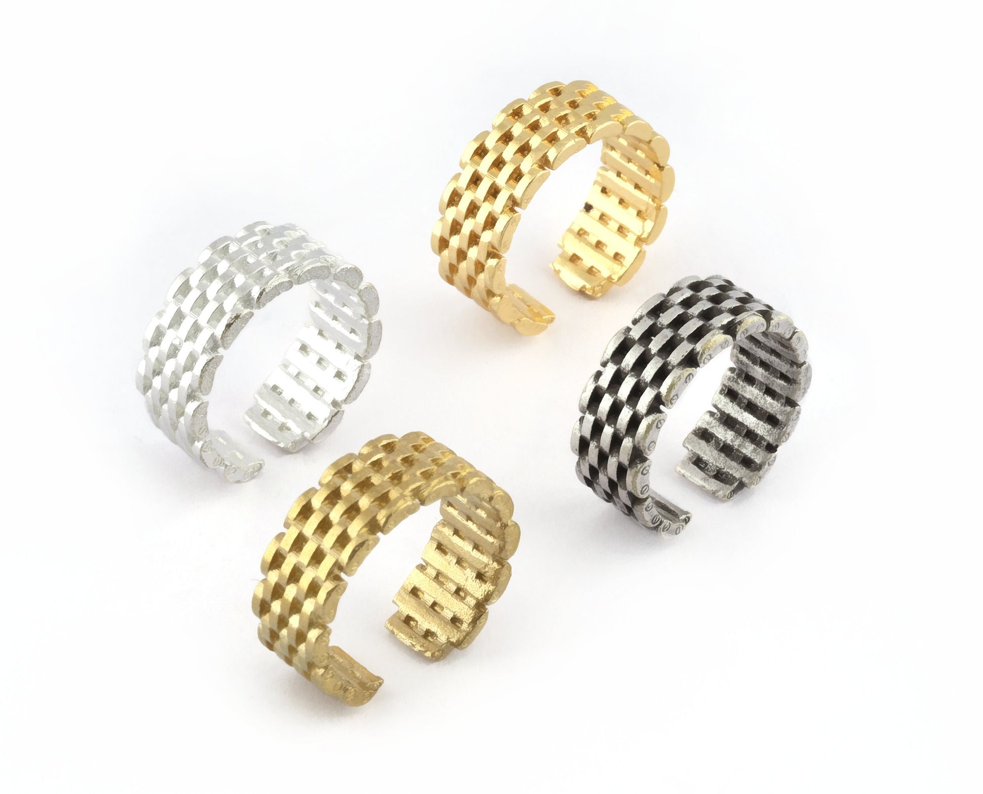 Braid Band Ring Adjustable Raw brass - Antique silver - Shiny silver - Shiny gold plated (18mm 8US inner size) 2972