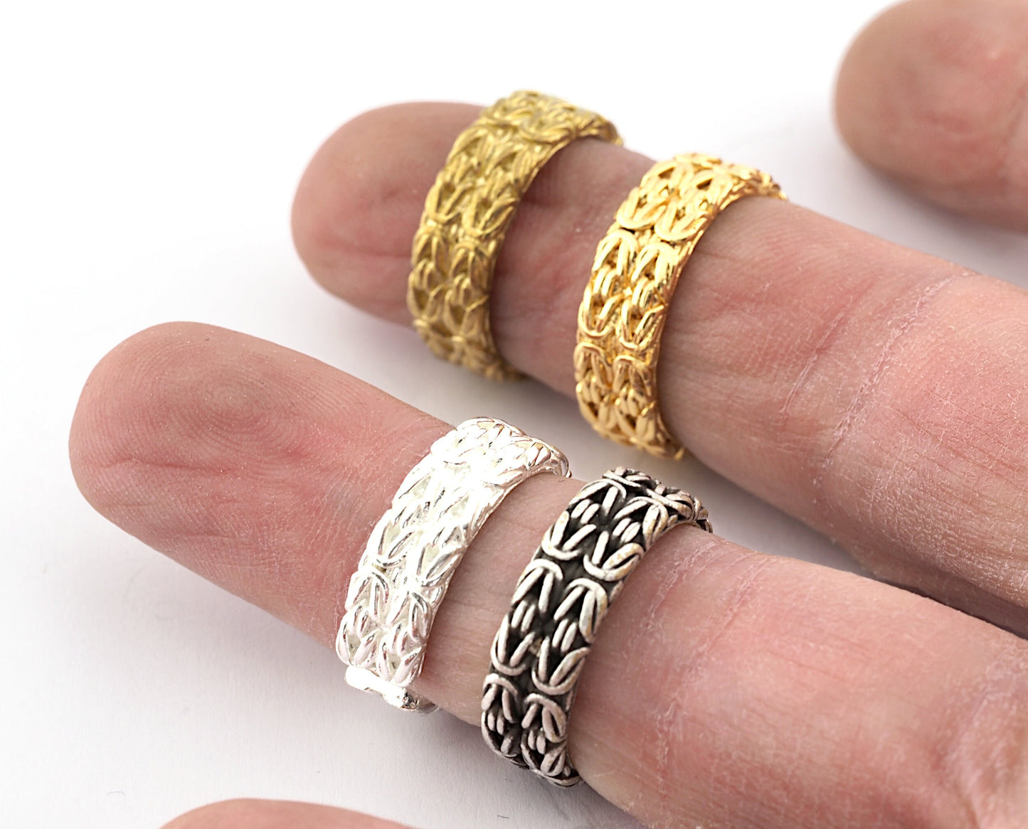 Ethnic Band Ring Adjustable Raw brass - Antique silver - Shiny silver - Shiny gold plated (18mm 8US inner size) 3188