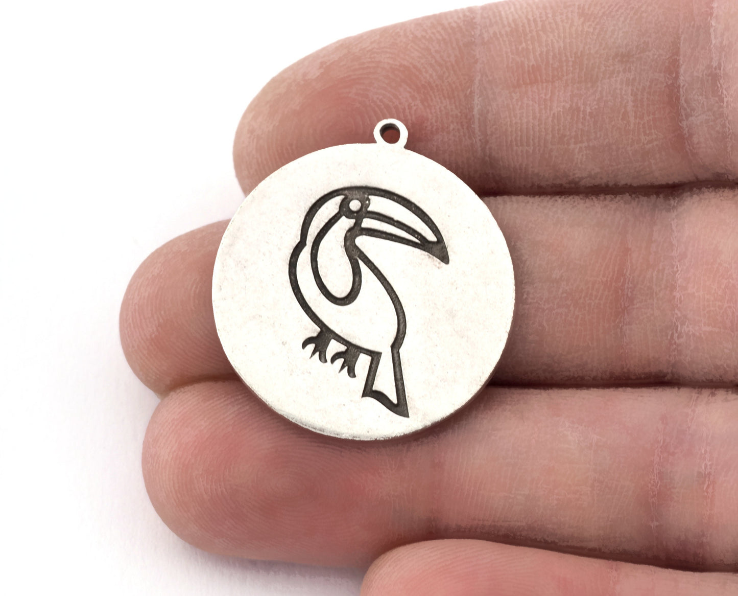 Bird Toucan Tropical Charms Pendant - Raw Brass - Antique Silver - Shiny silver - Shiny gold 30x27mm 3748