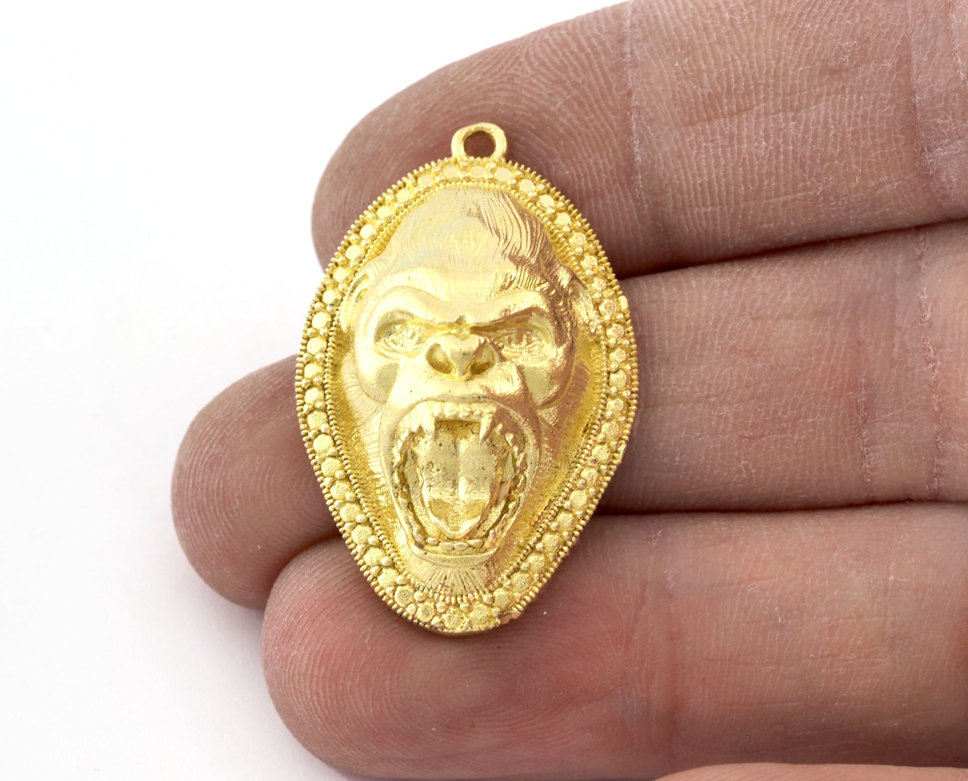 Gorilla Charms Pendant Raw Brass - Antique Silver - Shiny silver - Shiny gold 35x22mm 3910