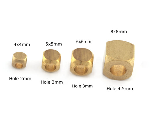 Square cube Raw Brass Metal Beads 8x8mm 6x6mm 5x5mm 4x4mm finding square cube rod bab4 bab3 bab2 1537