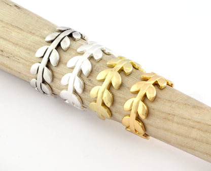 Leaf Wreath Ring Adjustable Raw brass, Shiny Silver, Antique silver, Shiny gold (18mm 8US inner size) 3909