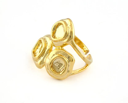 Statement Ring Adjustable Shiny Gold Plated Brass (7US-10US inner size) 4278