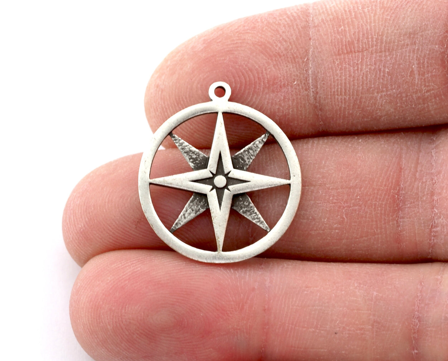 Compass Charms Pendant Raw Brass - Antique Silver - Shiny silver - Shiny gold 24x21mm 3010