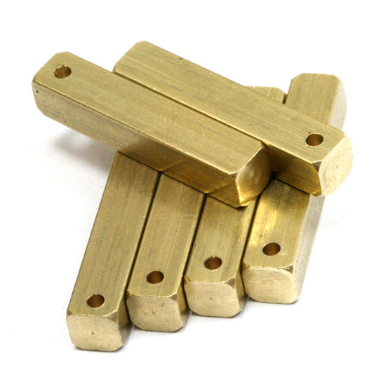Raw brass bar square stamping 5x25mm 3/16"x1" square rod (1,5mm 1/16" 15 gauge hole ) sbl525-1097