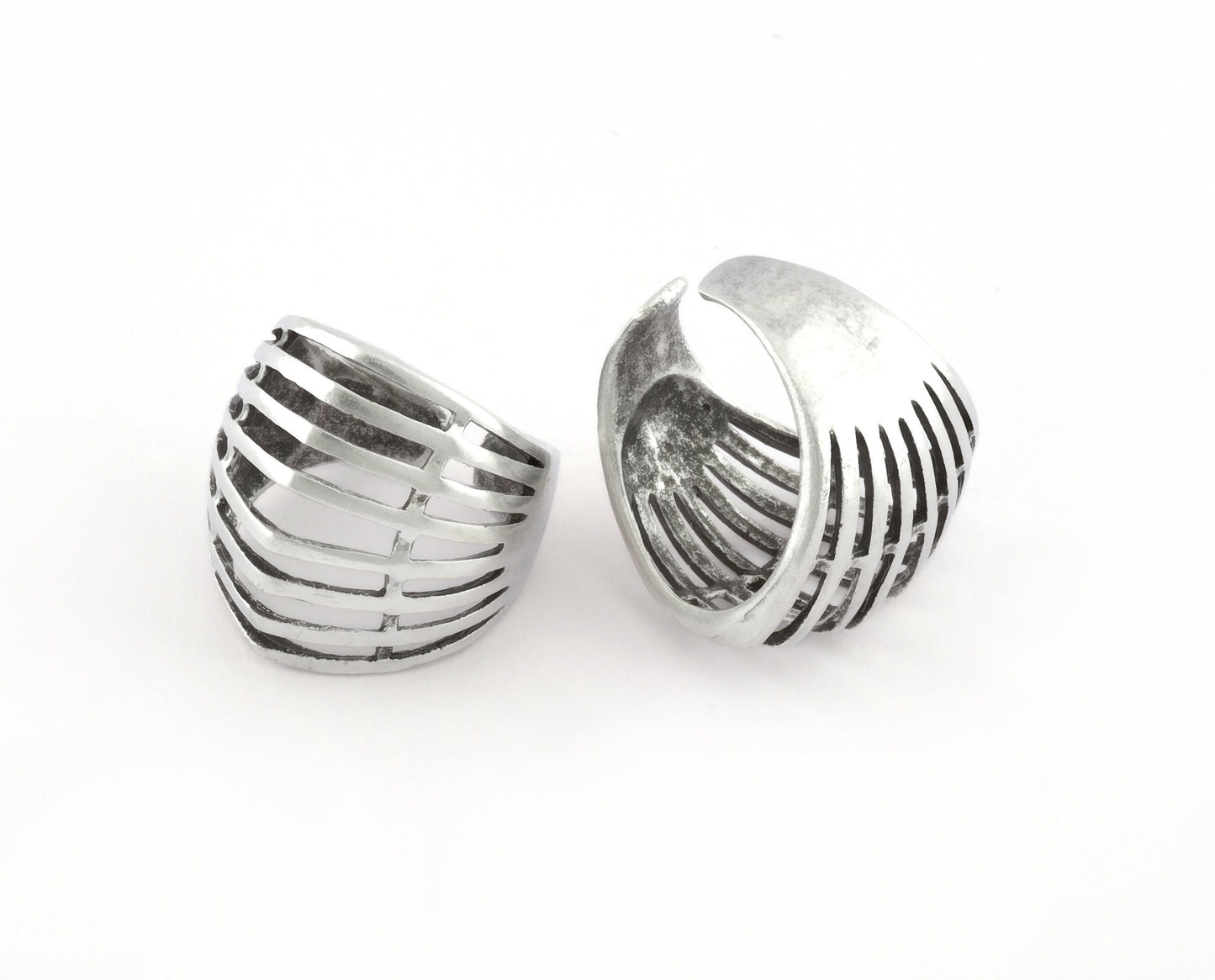 Horizontal Lines Ring , Adjustable , Raw Brass,Antique Silver Shiny silver, Shiny gold plated Brass (8us) 5354