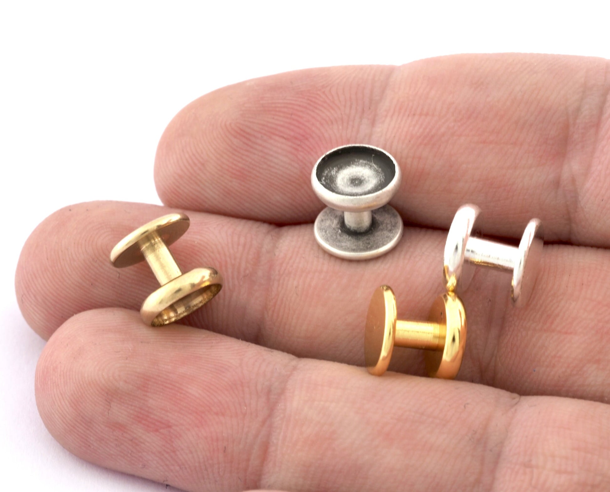 Cuff link making blank bezel settings 10x9mm Raw brass- Antique silver - Silver Plated - Gold plated (8mm setting) 5363