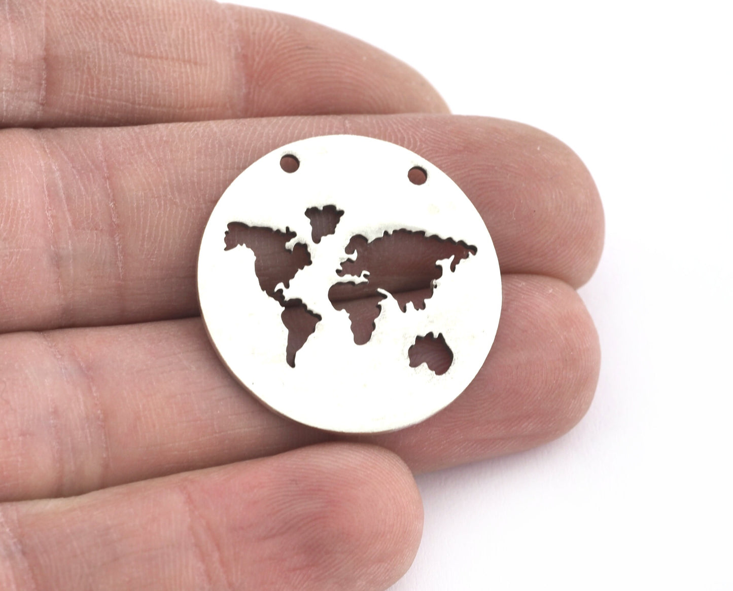 World Map, World continents Connector Charms Pendant - Raw Brass - Antique Silver - Shiny silver - Shiny gold 27mm 5364