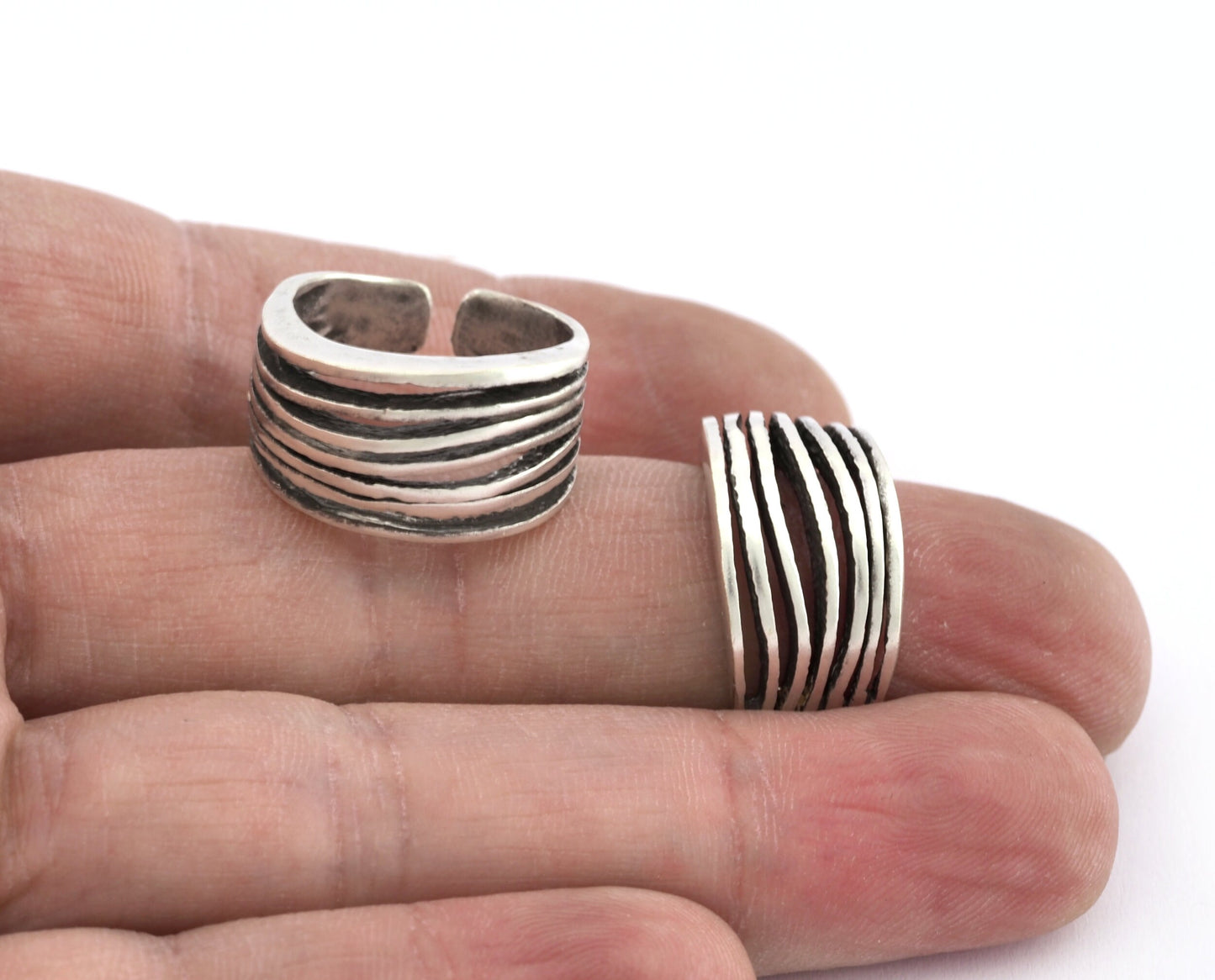 Lines Ring , Adjustable , Raw Brass,Antique Silver Shiny silver, Shiny gold plated Brass (8us) 5368