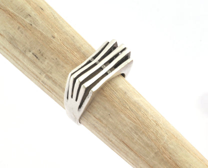 Lines Ring , Adjustable , Raw Brass,Antique Silver Shiny silver, Shiny gold plated Brass (8us) 5357