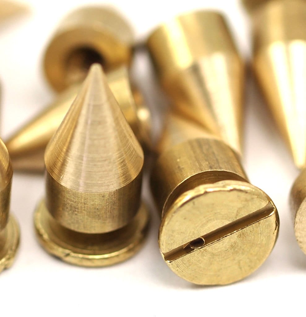 5 pcs Raw Brass Spike stud (7x13mm) with Brass bolt 455