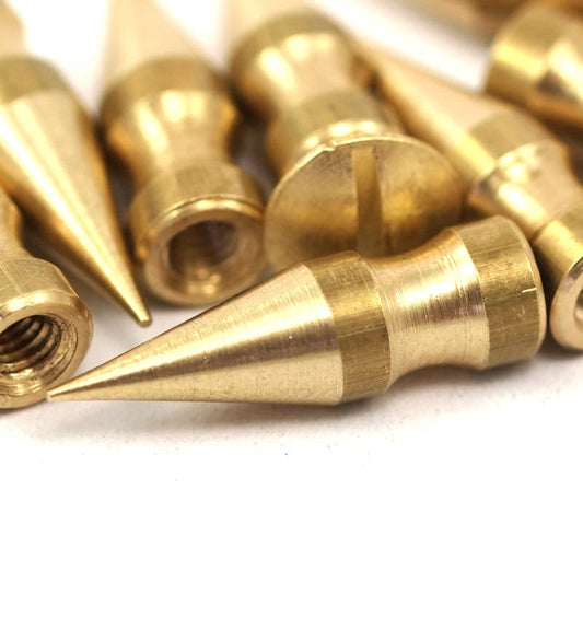 Screwback cone spike raw brass spike (7x24mm) with brass bolt 623