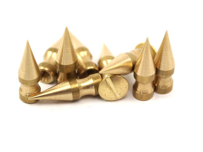 Screwback cone spike raw brass spike (7x24mm) with brass bolt 623