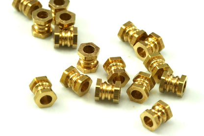 15 pcs 7x6mm (hole 3.3mm) raw brass cylinder industrial brass findings spacer bead bab3 1529