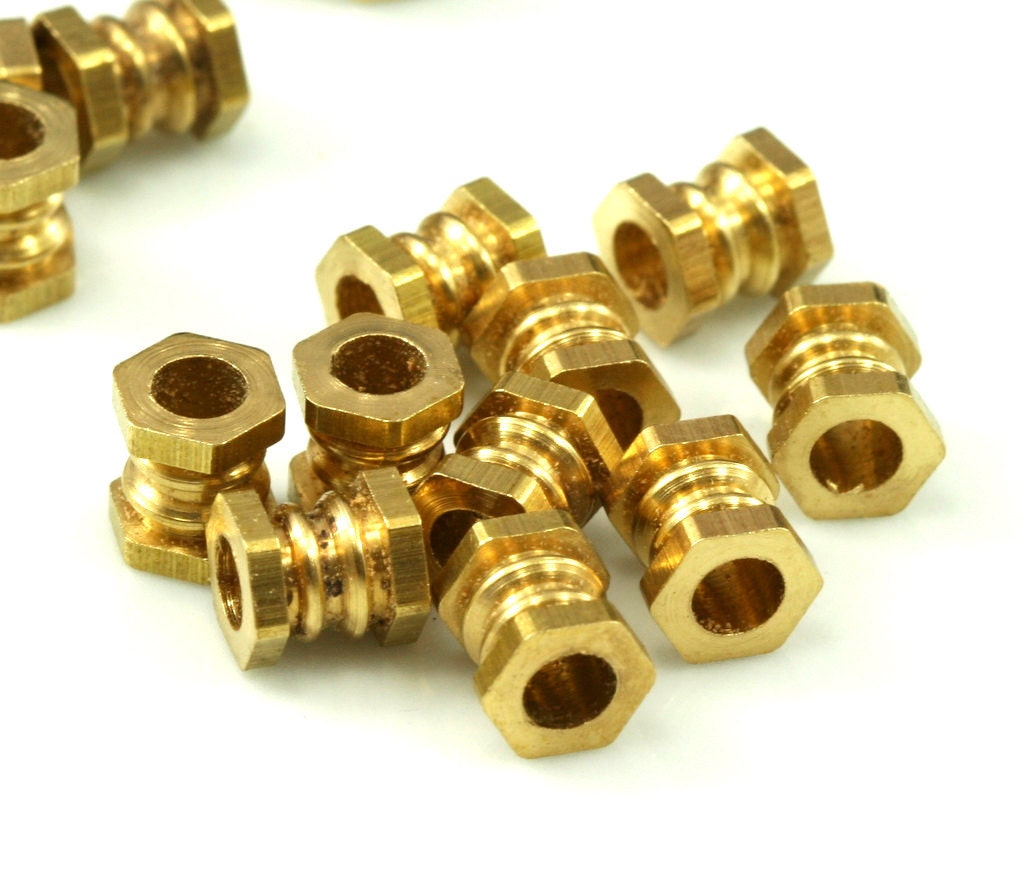 15 pcs 7x6mm (hole 3.3mm) raw brass cylinder industrial brass findings spacer bead bab3 1529