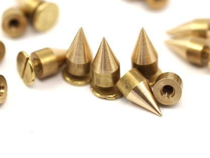 5 pcs Raw Brass Spike stud (7x13mm) with Brass bolt 455