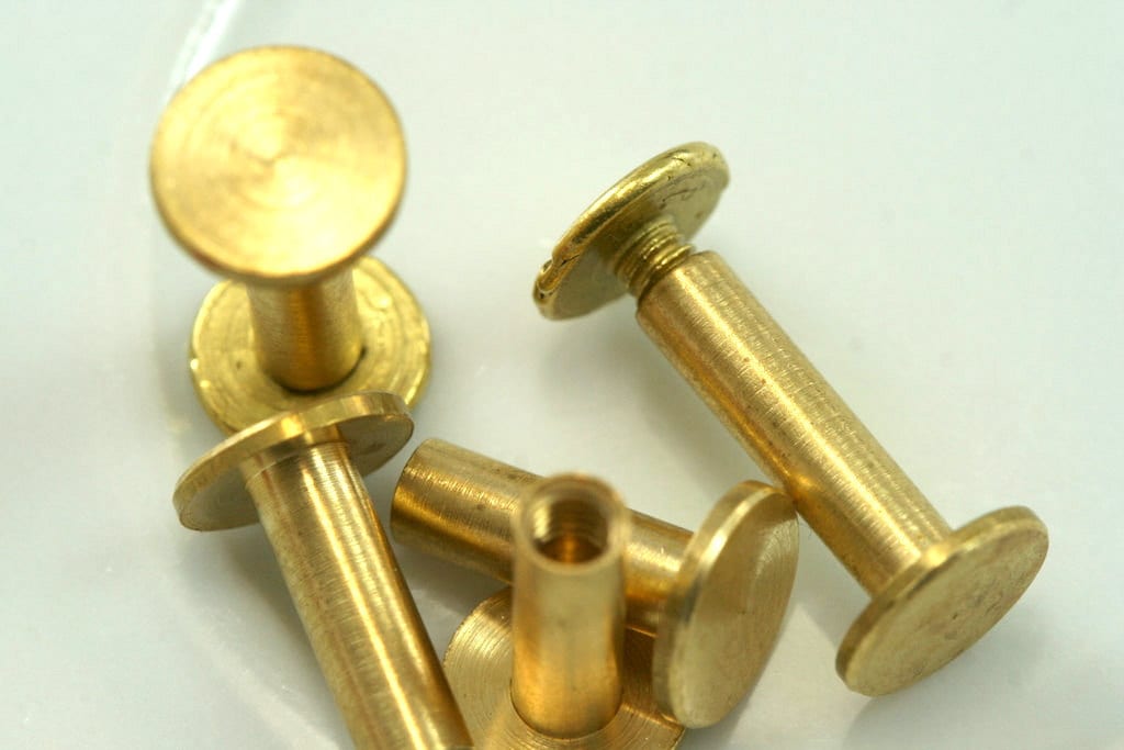 25mm Screw rivets, chicago screw / concho screw, 26x9 mm raw brass studs, unusual steampunk finding, 1/8" bolt CSC25 048