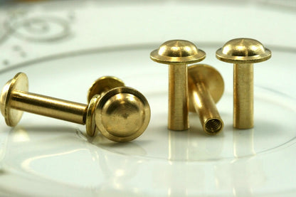 11x18mm raw brass studs, screw rivets, chicago screw / concho screw, unusual steampunk finding, 1/8" bolt CSC14