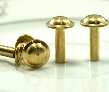 11x18mm raw brass studs, screw rivets, chicago screw / concho screw, unusual steampunk finding, 1/8" bolt CSC14