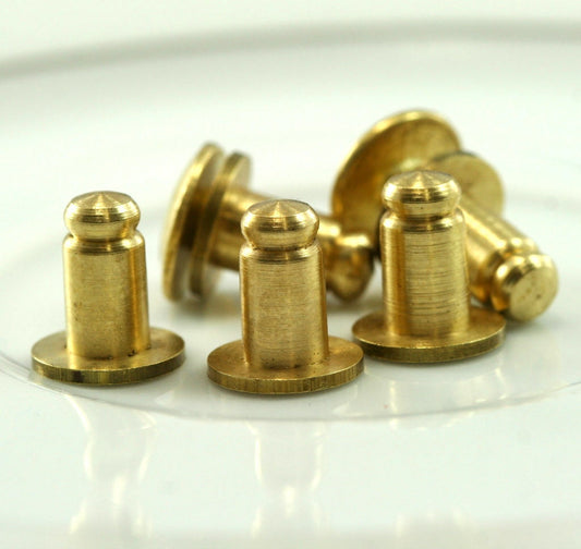 Head Button Stud Screwback Leather Screw brass spot for Screw 9x10mm Raw Brass Studs, Chicago nail with brass M4 bolt csc9