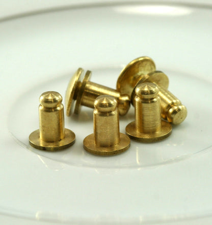 Head Button Stud Screwback Leather Screw brass spot for Screw 9x10mm Raw Brass Studs, Chicago nail with brass M4 bolt csc9