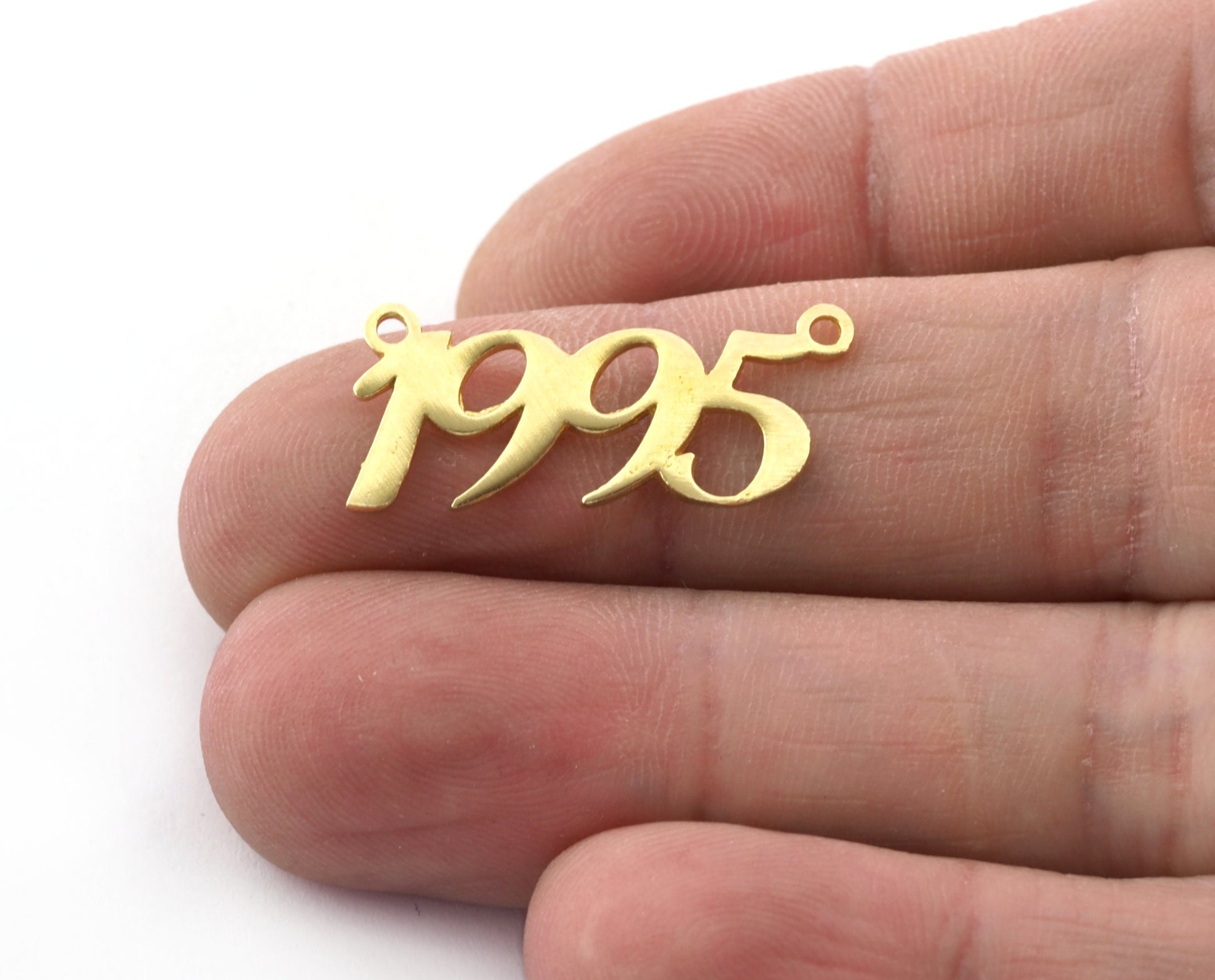 Years, Birth year, Date of birth Charms, Connector Pendant Raw Brass 26x11mm S393