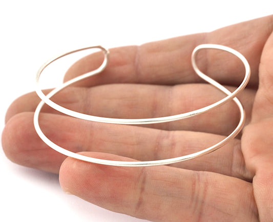 Wire Bracelet, Shiny silver plated brass S418