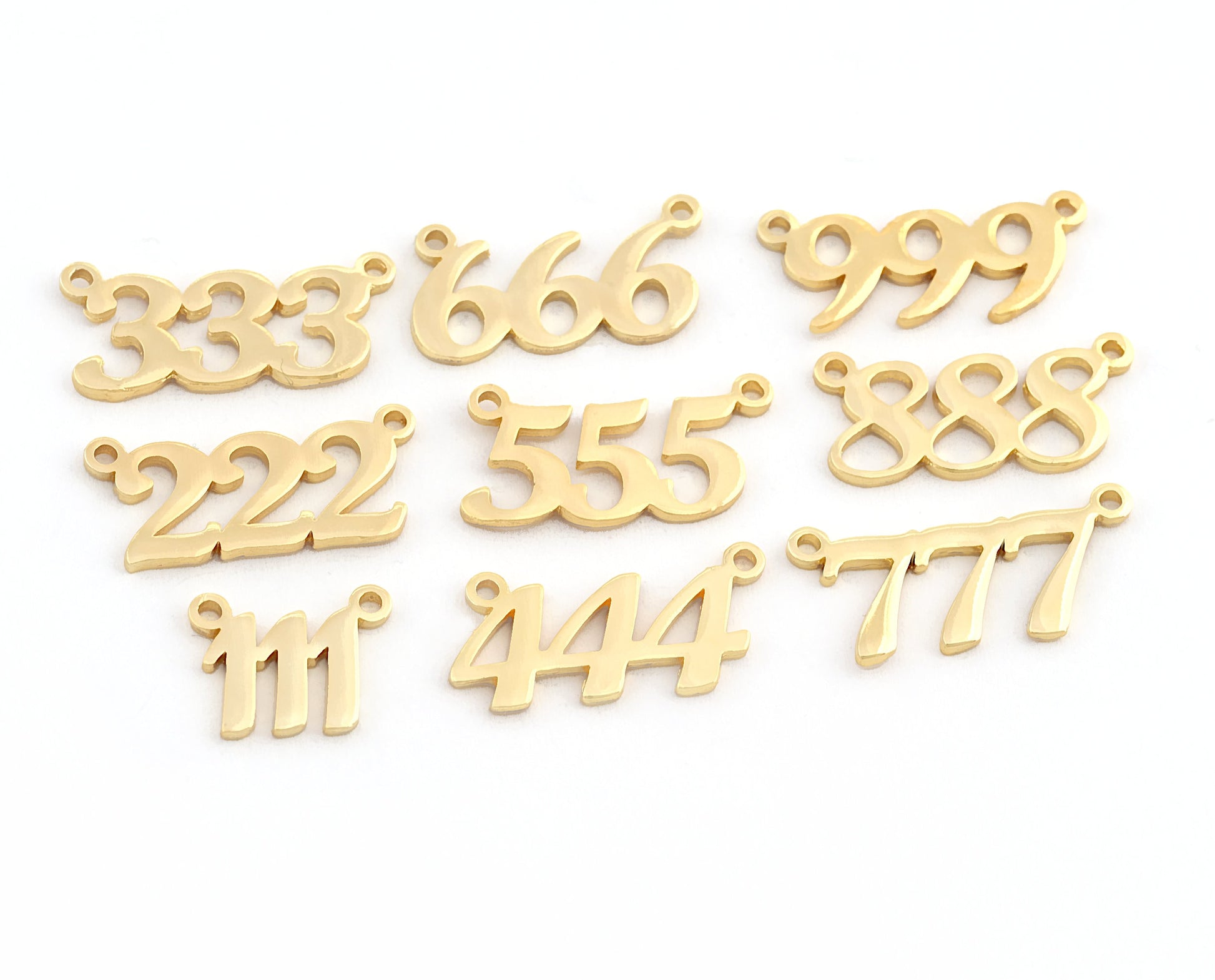 Numbers, Numerical Charms, Connector Pendant Shiny Gold Plated Brass 23x11mm S397