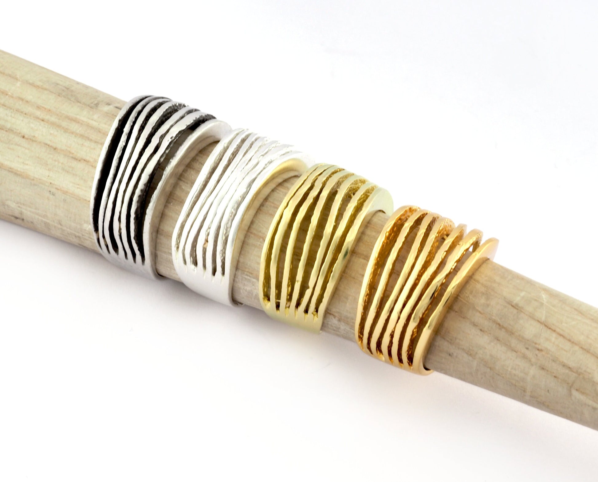 Lines Ring , Adjustable , Raw Brass,Antique Silver Shiny silver, Shiny gold plated Brass (8us) 5368