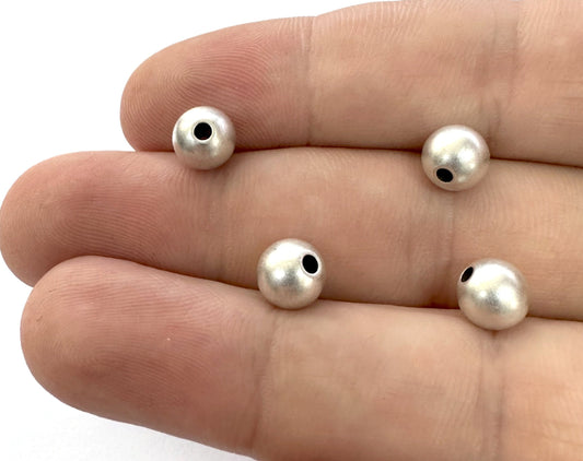 Round Antique silver plated brass spacer bead 8mm (hole 12 gauge 2mm) , findings bab2 1464