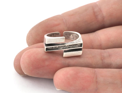 Stripe Ring Adjustable Resin Blank - Raw brass - shiny silver - antique silver - shiny gold - plated (8 US Adjustable ) 20x2mm Blank 5378